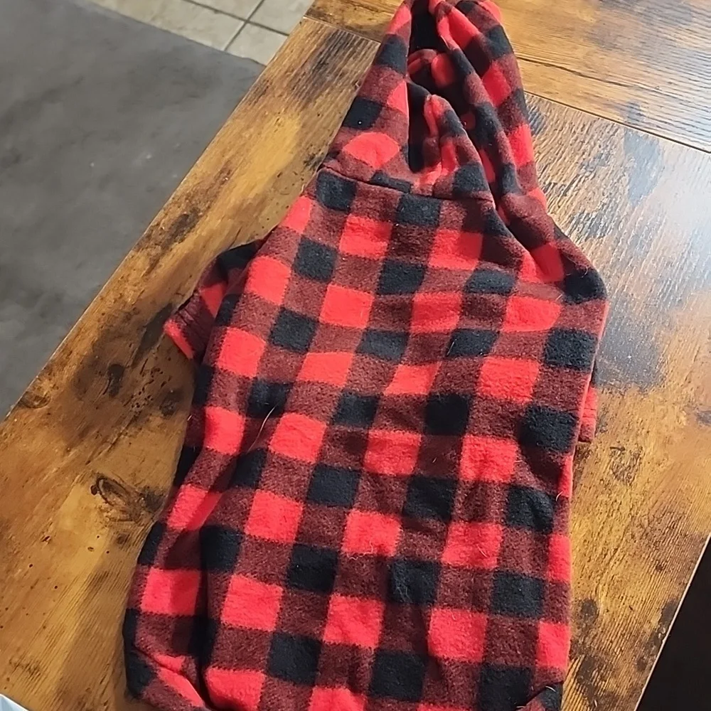 Dogs Red and Black Plaid Hooded Sweatshirt